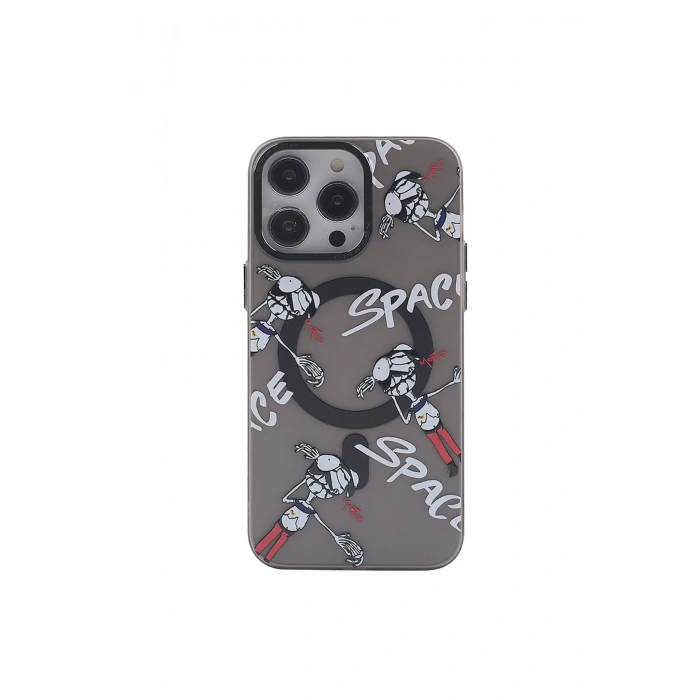 iPhone 12 Pro Max Kılıf Apollo Magneticsafe Desenli Kapak - Apollo Siyah - 3