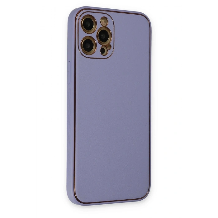 iPhone 12 Pro Max Kılıf Coco Deri Silikon Kapak - Açık Lila