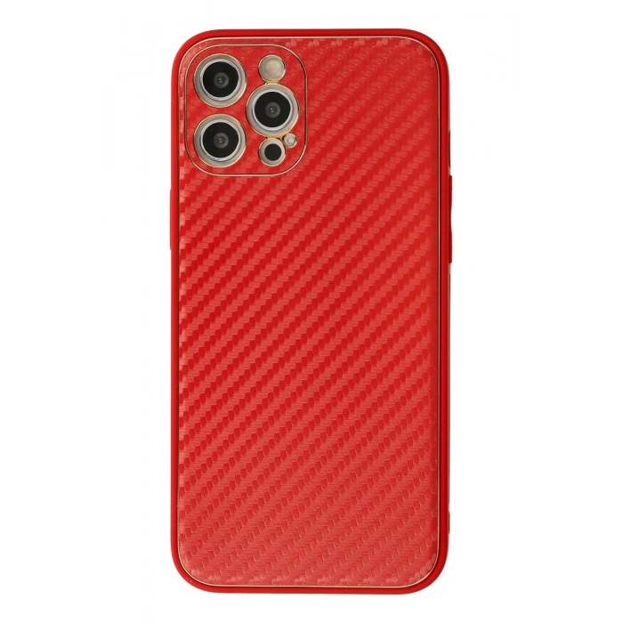 iPhone 12 Pro Max Kılıf Coco Karbon Silikon - Kırmızı