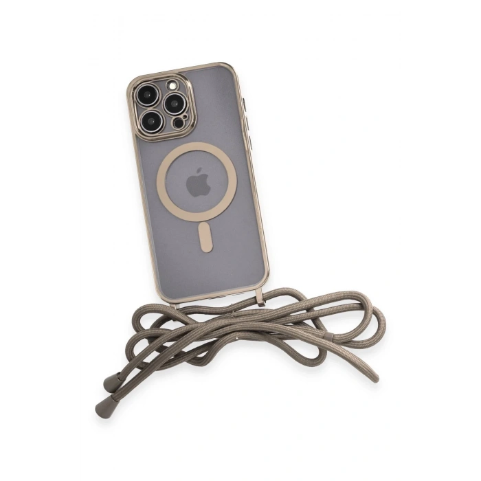 iPhone 12 Pro Max Kılıf Divo Lazer Askılı Magsafe Kapak - Gold