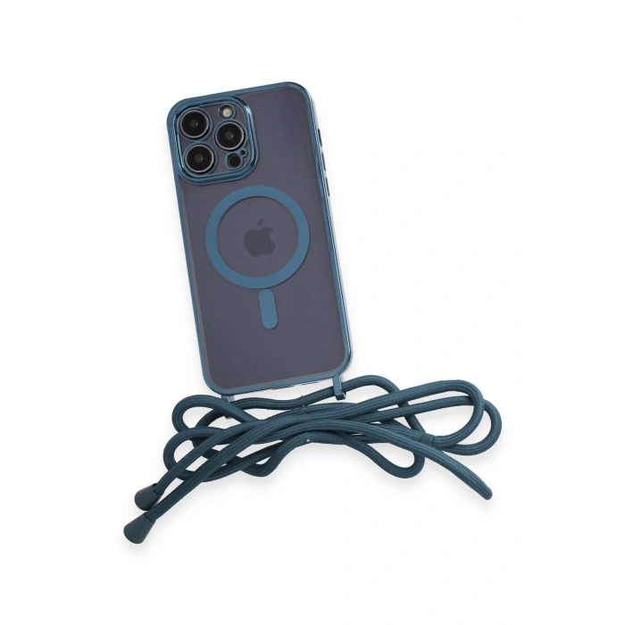 iPhone 12 Pro Max Kılıf Divo Lazer Askılı Magsafe Kapak - Sierra Blue