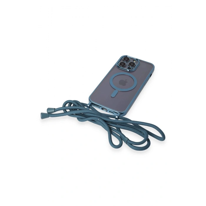 iPhone 12 Pro Max Kılıf Divo Lazer Askılı Magsafe Kapak - Sierra Blue