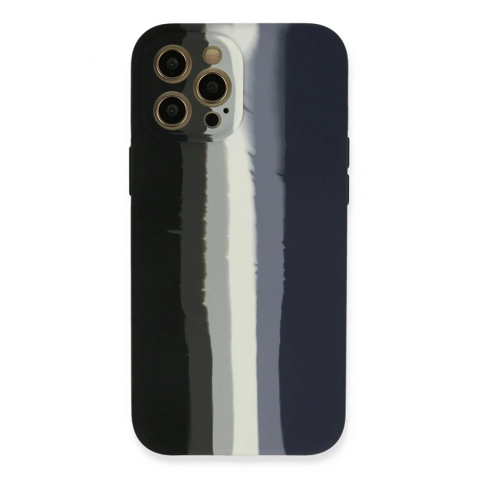 iPhone 12 Pro Max Kılıf Ebruli Lansman Silikon - Siyah-Lacivert