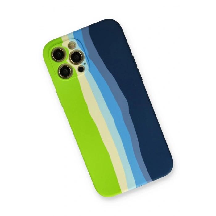 iPhone 12 Pro Max Kılıf Ebruli Lansman Silikon - Yeşil-Koyu Yeşil