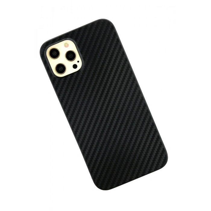 iPhone 12 Pro Max Kılıf Karbon PP Silikon - Siyah