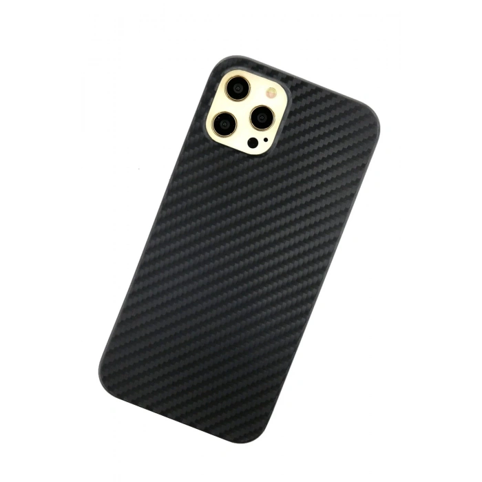 iPhone 12 Pro Max Kılıf Karbon PP Silikon - Siyah