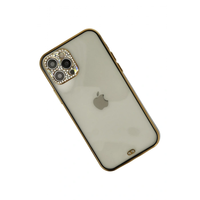 iPhone 12 Pro Max Kılıf Liva Taşlı Silikon - Siyah