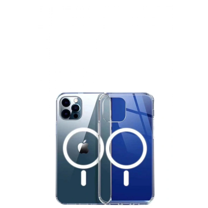 iPhone 12 Pro Max Kılıf Magneticsafe Şeffaf Silikon - Şeffaf