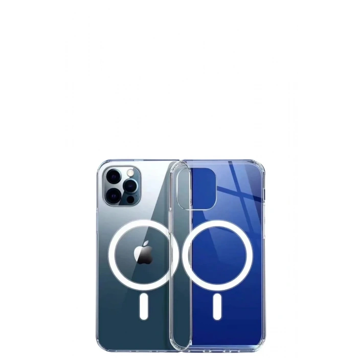 iPhone 12 Pro Max Kılıf Magneticsafe Şeffaf Silikon - Şeffaf
