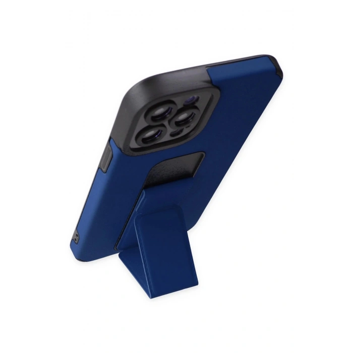 iPhone 12 Pro Max Kılıf Mega Standlı Silikon - Mavi