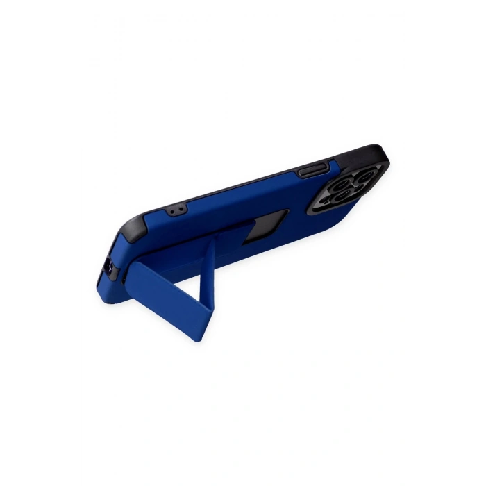 iPhone 12 Pro Max Kılıf Mega Standlı Silikon - Mavi