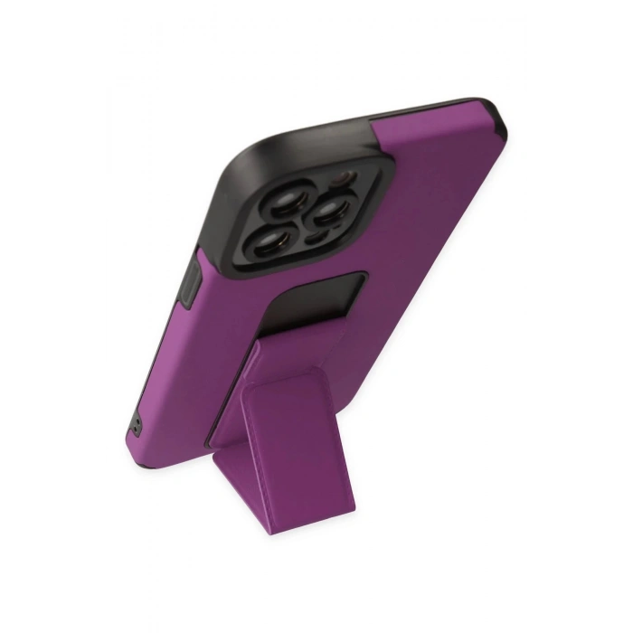 iPhone 12 Pro Max Kılıf Mega Standlı Silikon - Mor