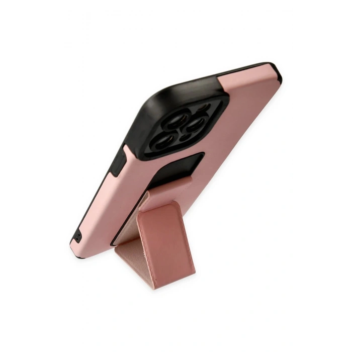 iPhone 12 Pro Max Kılıf Mega Standlı Silikon - Pudra