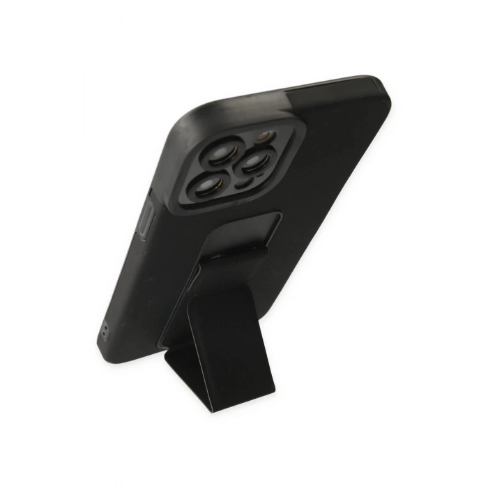 iPhone 12 Pro Max Kılıf Mega Standlı Silikon - Siyah