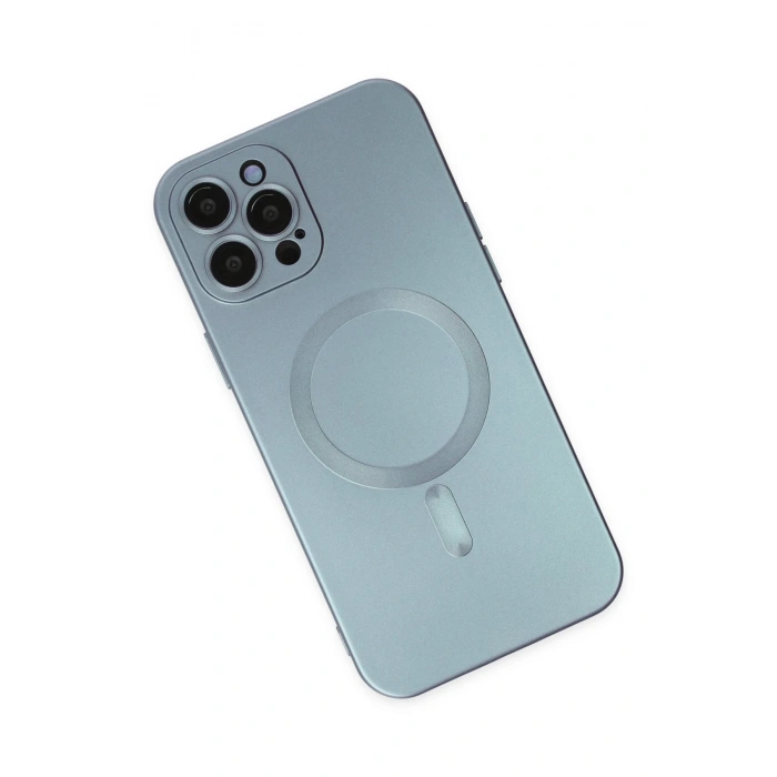 iPhone 12 Pro Max Kılıf Moshi Lens Magneticsafe Silikon - Sierra Blue