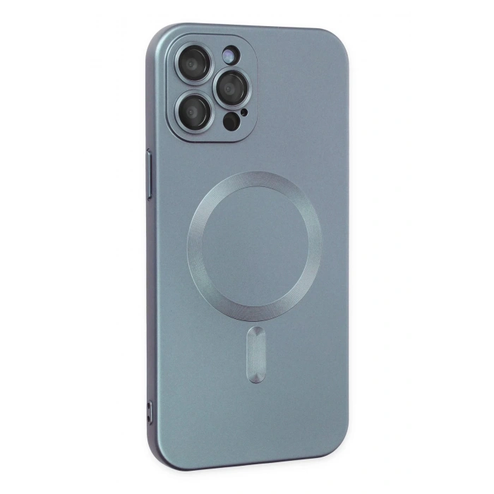 iPhone 12 Pro Max Kılıf Moshi Lens Magneticsafe Silikon - Sierra Blue