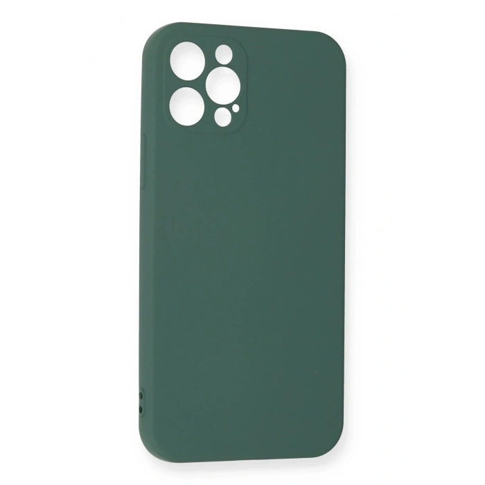 iPhone 12 Pro Max Kılıf Nano içi Kadife Silikon - Koyu Yeşil