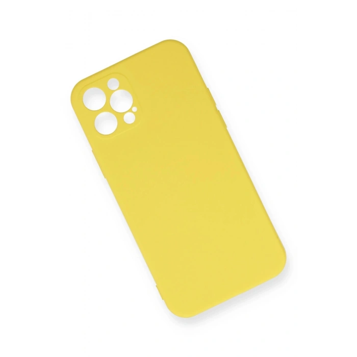 iPhone 12 Pro Max Kılıf Nano içi Kadife Silikon - Sarı