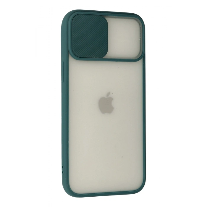iPhone 12 Pro Max Kılıf Palm Buzlu Kamera Sürgülü Silikon - Yeşil