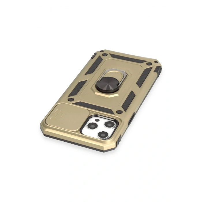 iPhone 12 Pro Max Kılıf Pars Lens Yüzüklü Silikon - Gold
