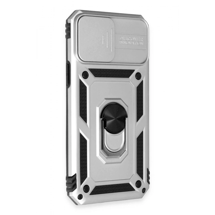 iPhone 12 Pro Max Kılıf Pars Lens Yüzüklü Silikon - Gümüş