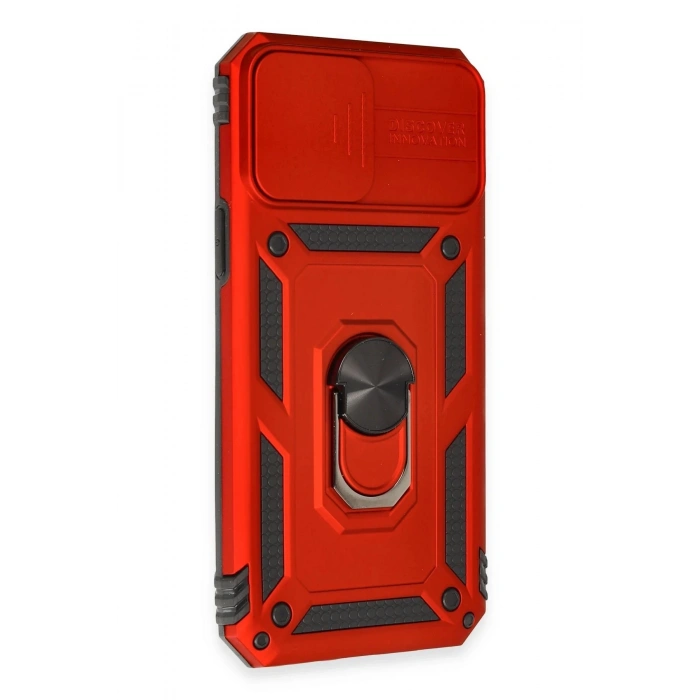 iPhone 12 Pro Max Kılıf Pars Lens Yüzüklü Silikon - Kırmızı