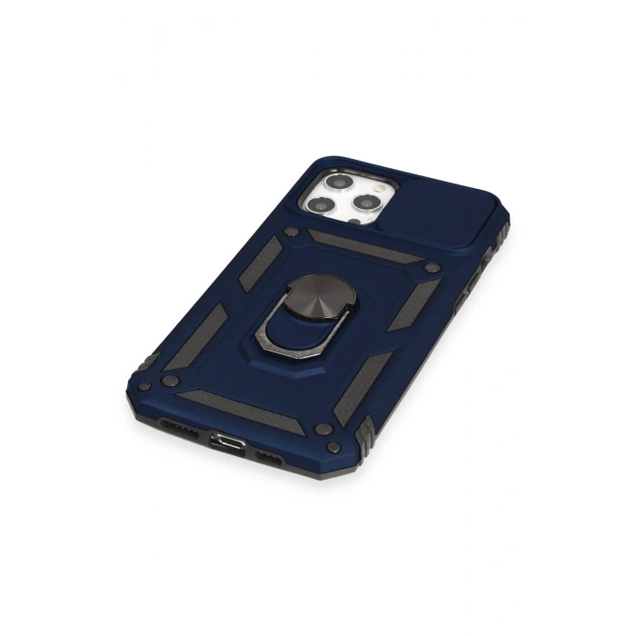 iPhone 12 Pro Max Kılıf Pars Lens Yüzüklü Silikon - Lacivert