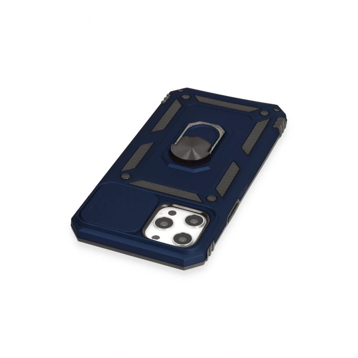 iPhone 12 Pro Max Kılıf Pars Lens Yüzüklü Silikon - Lacivert