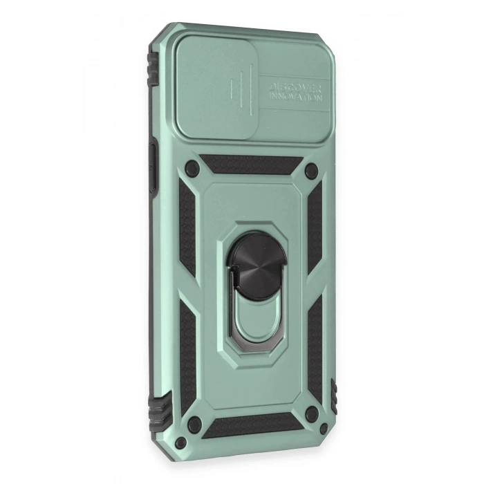 iPhone 12 Pro Max Kılıf Pars Lens Yüzüklü Silikon - Yeşil