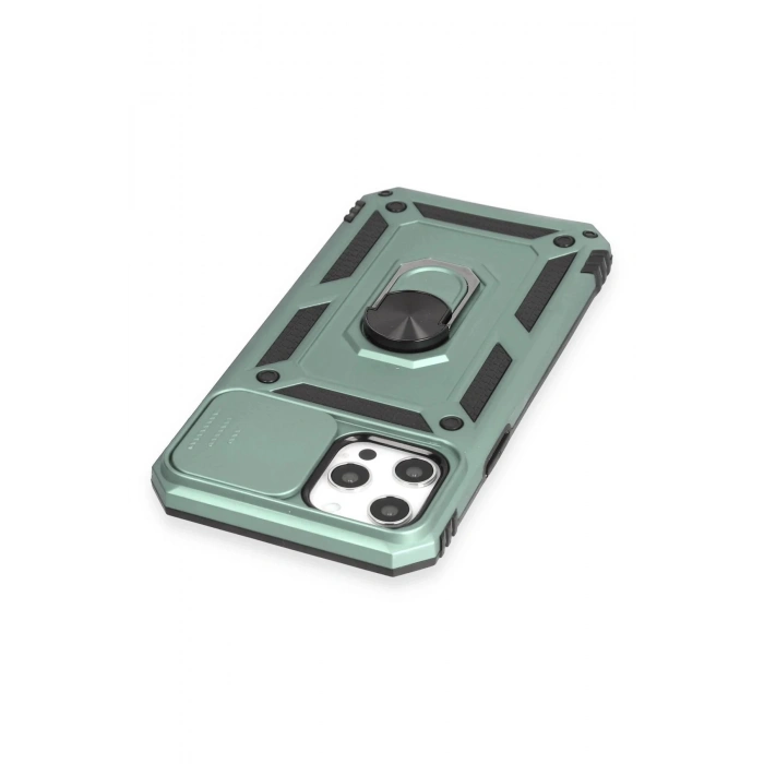 iPhone 12 Pro Max Kılıf Pars Lens Yüzüklü Silikon - Yeşil