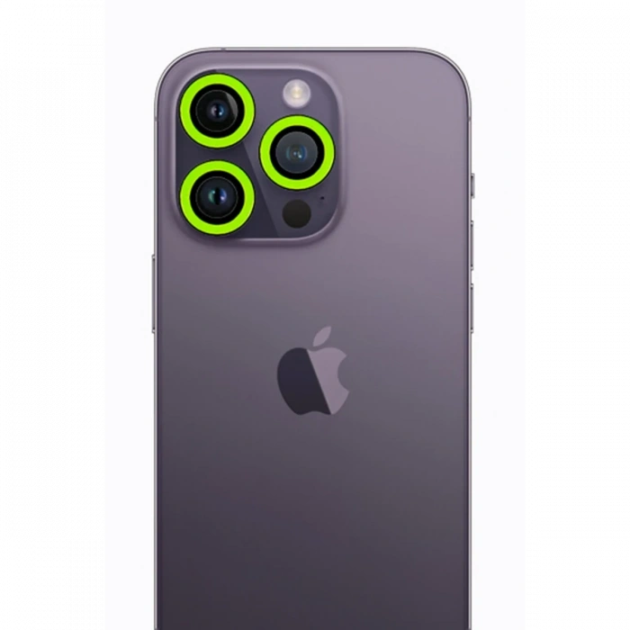 iPhone 12 Pro Max Neon Fosforlu Kamera Lens - Yeşil