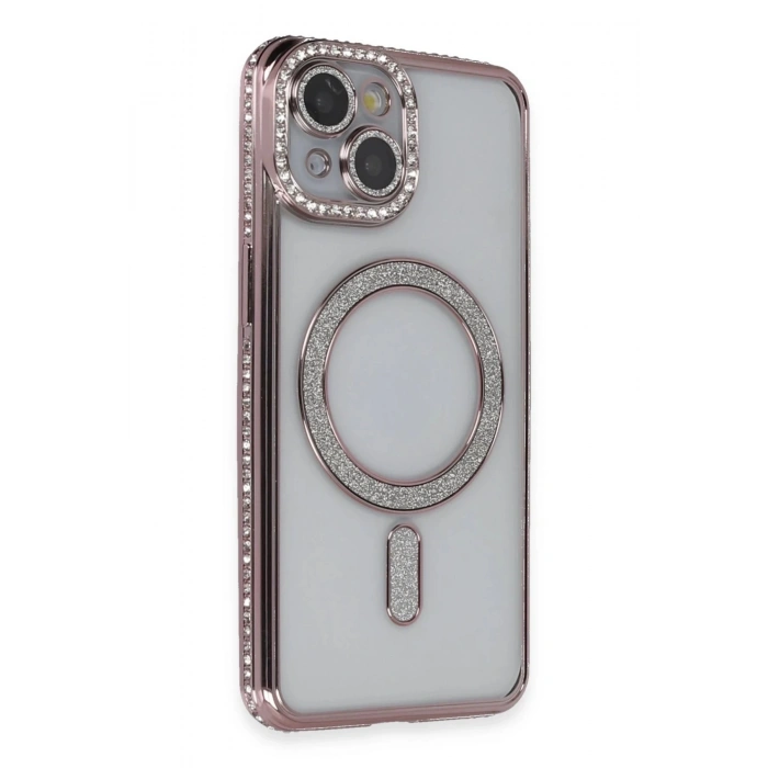 iPhone 13 Kılıf Joke Simli Magneticsafe Kılıf - Pembe