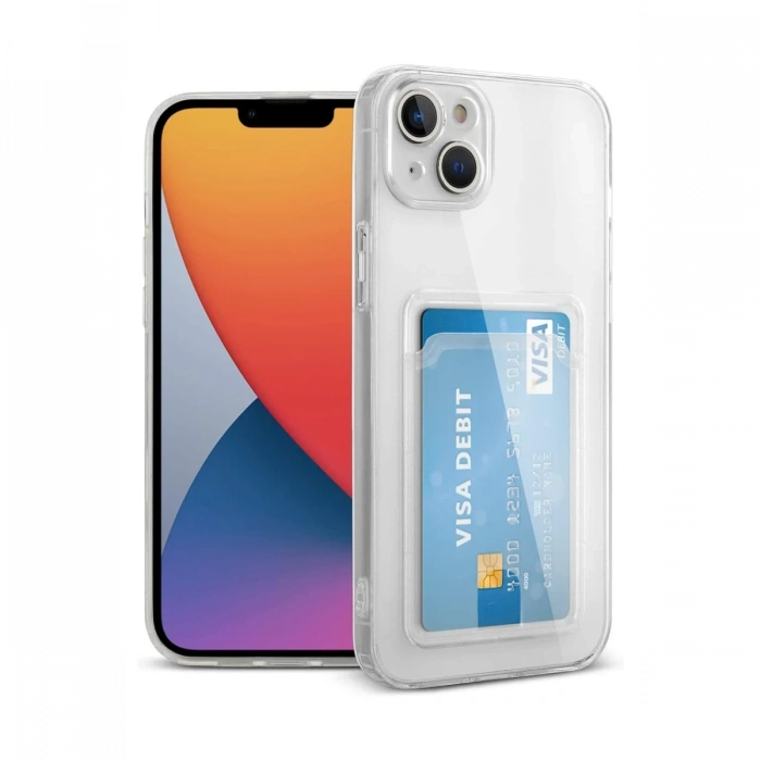 iPhone 13 Kılıf Kart Şeffaf Silikon - Şeffaf
