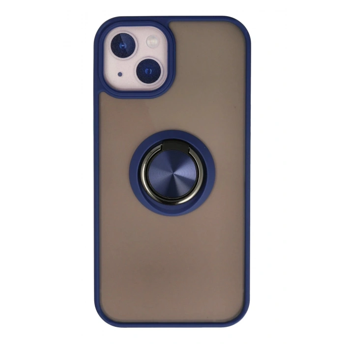 iPhone 13 Kılıf Montreal Yüzüklü Silikon Kapak - Lacivert