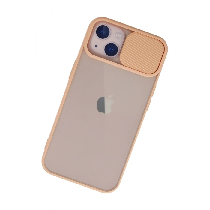iPhone 13 Kılıf Palm Buzlu Kamera Sürgülü Silikon - Pembe