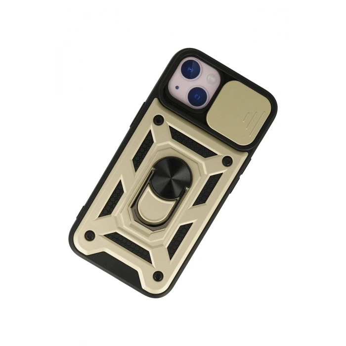 iPhone 13 Kılıf Pars Lens Yüzüklü Silikon - Gold