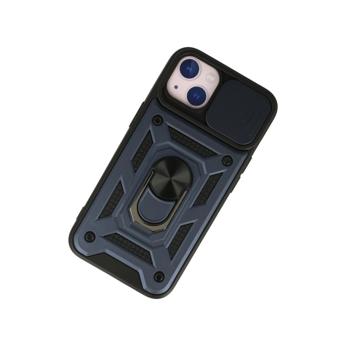 iPhone 13 Kılıf Pars Lens Yüzüklü Silikon - Lacivert