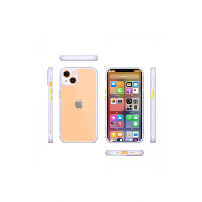 iPhone 13 Mini Kılıf Miami Şeffaf Silikon - Lila
