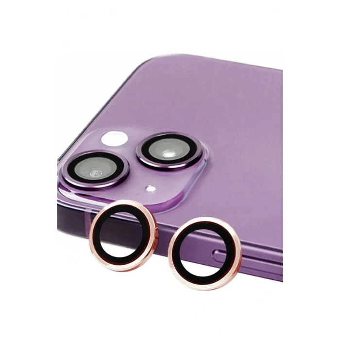 iPhone 13 Mini Raze Metal Kamera Lens - Pembe
