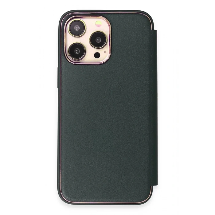 iPhone 13 Pro Kılıf Dolpin Kapaklı - Koyu Yeşil