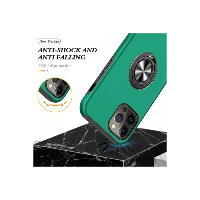 iPhone 13 Pro Kılıf Elit Yüzüklü Kapak - Yeşil