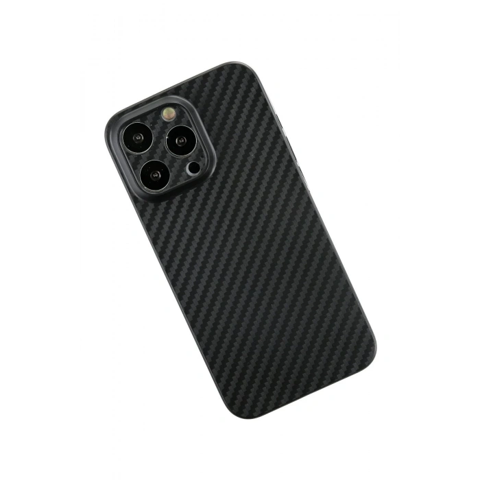 iPhone 13 Pro Kılıf Karbon PP Silikon - Siyah