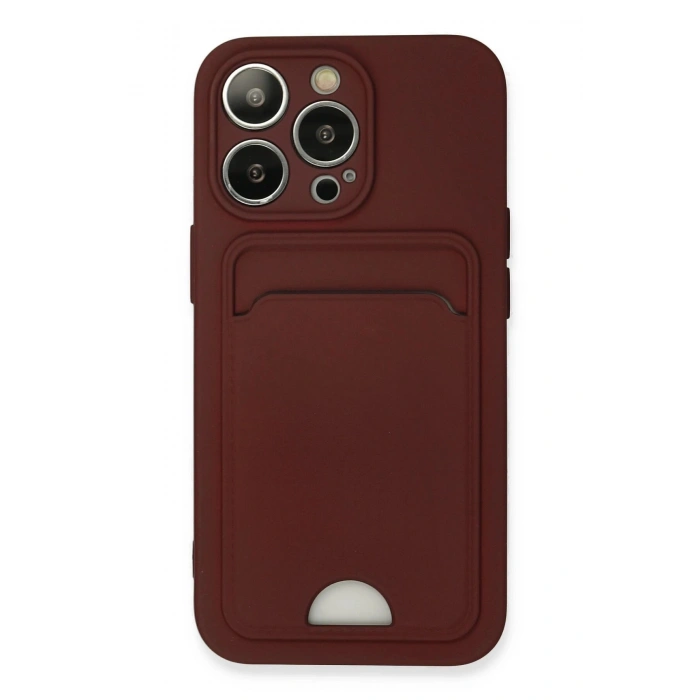 iPhone 13 Pro Kılıf Kelvin Kartvizitli Silikon - Bordo