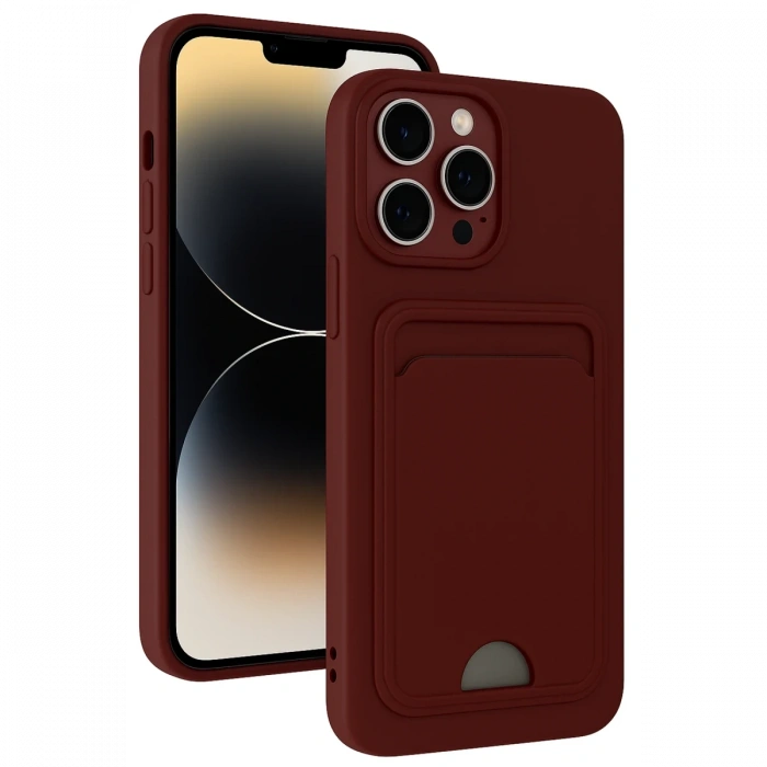 iPhone 13 Pro Kılıf Kelvin Kartvizitli Silikon - Bordo