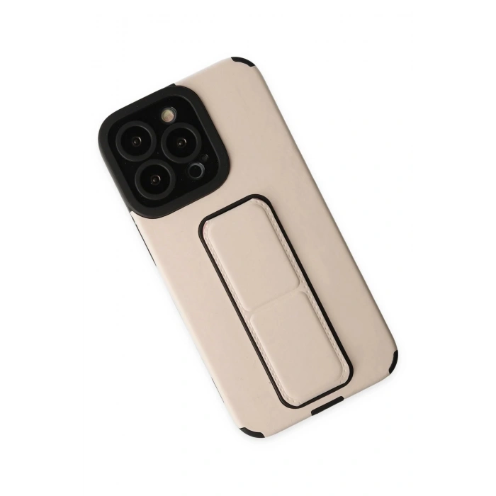 iPhone 13 Pro Kılıf Mega Standlı Silikon - Gold