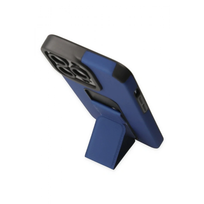 iPhone 13 Pro Kılıf Mega Standlı Silikon - Mavi