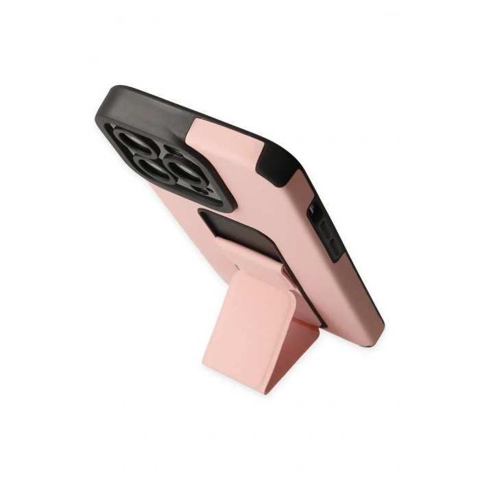 iPhone 13 Pro Kılıf Mega Standlı Silikon - Pudra