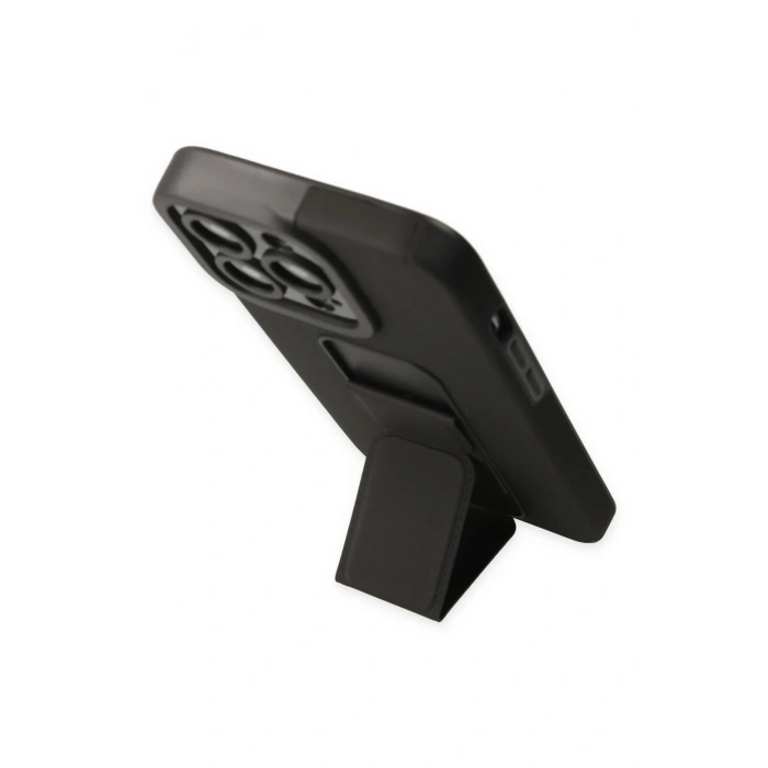 iPhone 13 Pro Kılıf Mega Standlı Silikon - Siyah