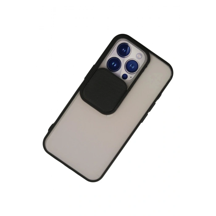 iPhone 13 Pro Kılıf Palm Buzlu Kamera Sürgülü Silikon - Siyah