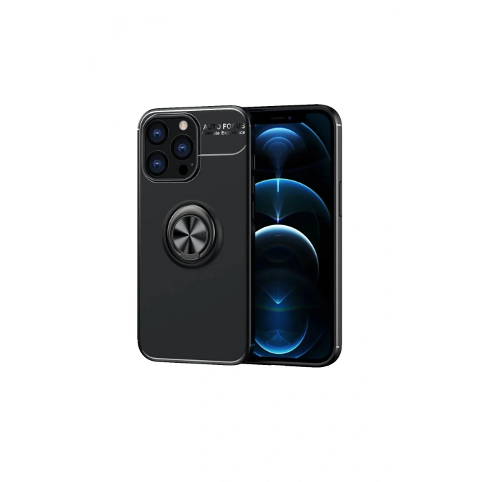 iPhone 13 Pro Kılıf Range Yüzüklü Silikon - Siyah